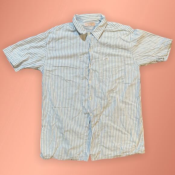 Vintage Guess Jeans Striped Short Sleeve Button Shirt Size 3 fits medium - Picture 1 of 4
